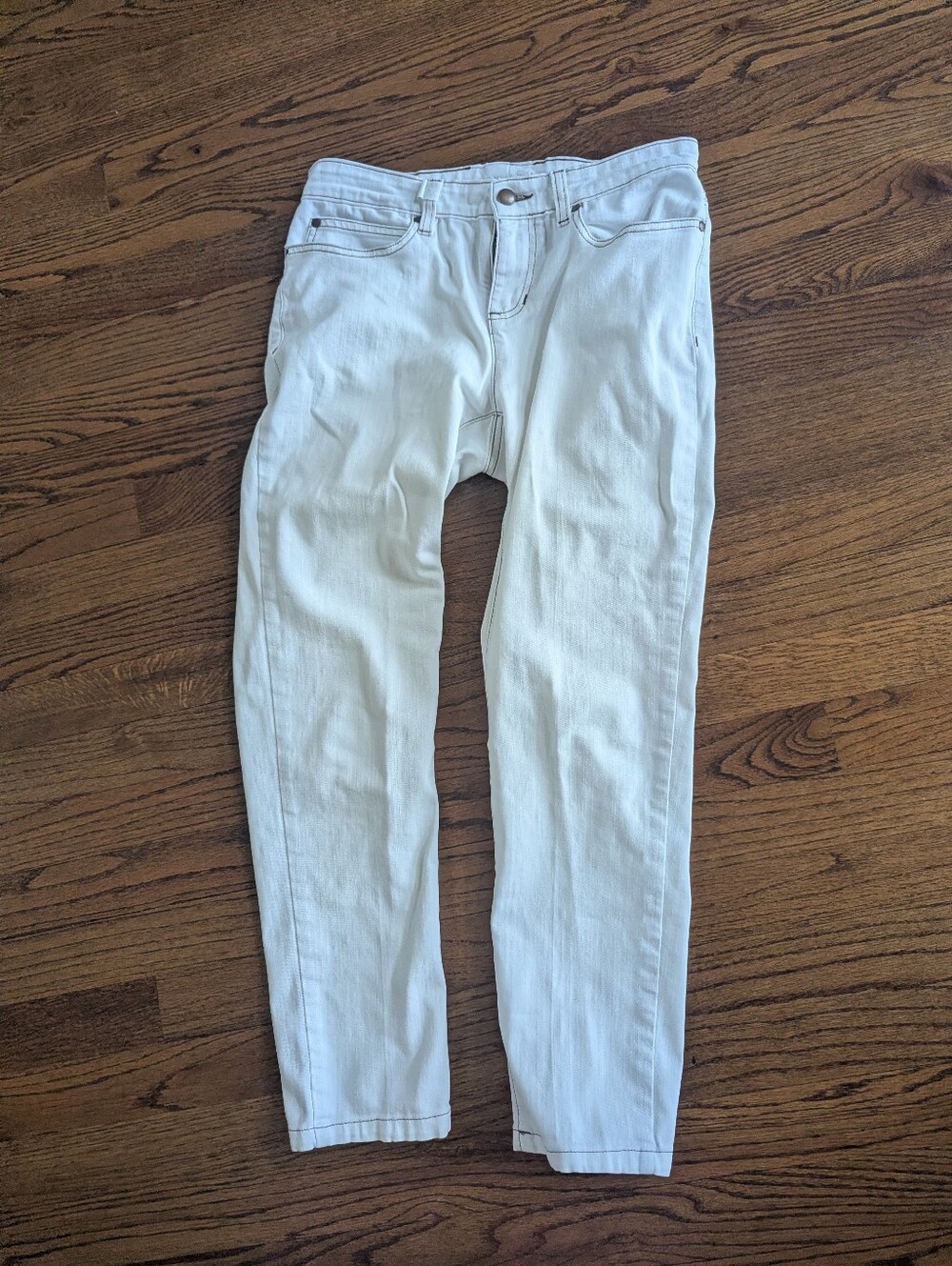 Organic Cotton Denim Straight Jeans Easy Fit, Ankle Length Size 8P Organic White